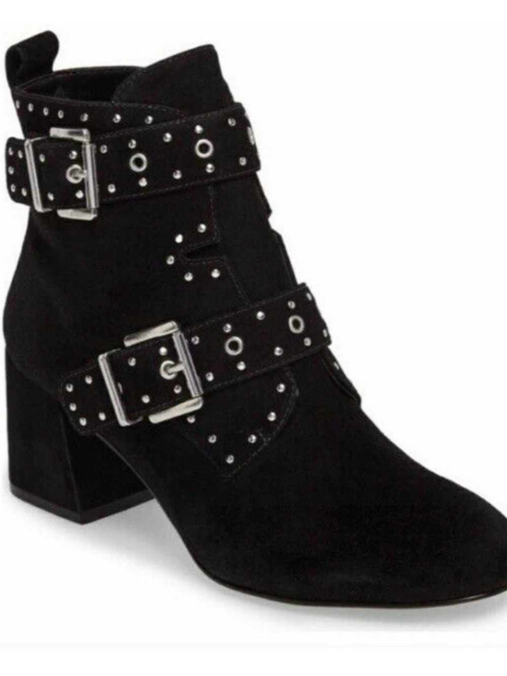 Rebecca Minkoff Black Studded Buckle Ankle Boots 7.5